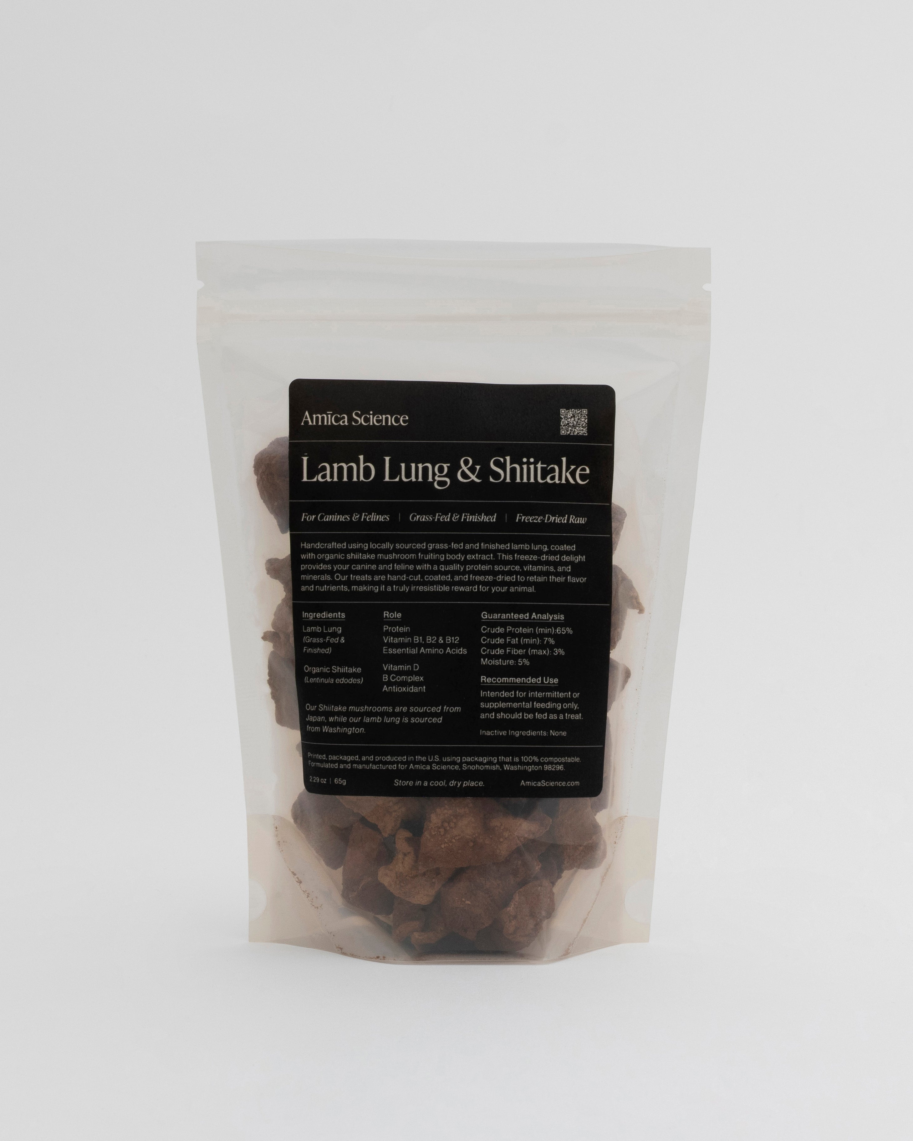 Amica Science | Freeze-Dried Raw Grass Fed Lamb Lung Shiitake