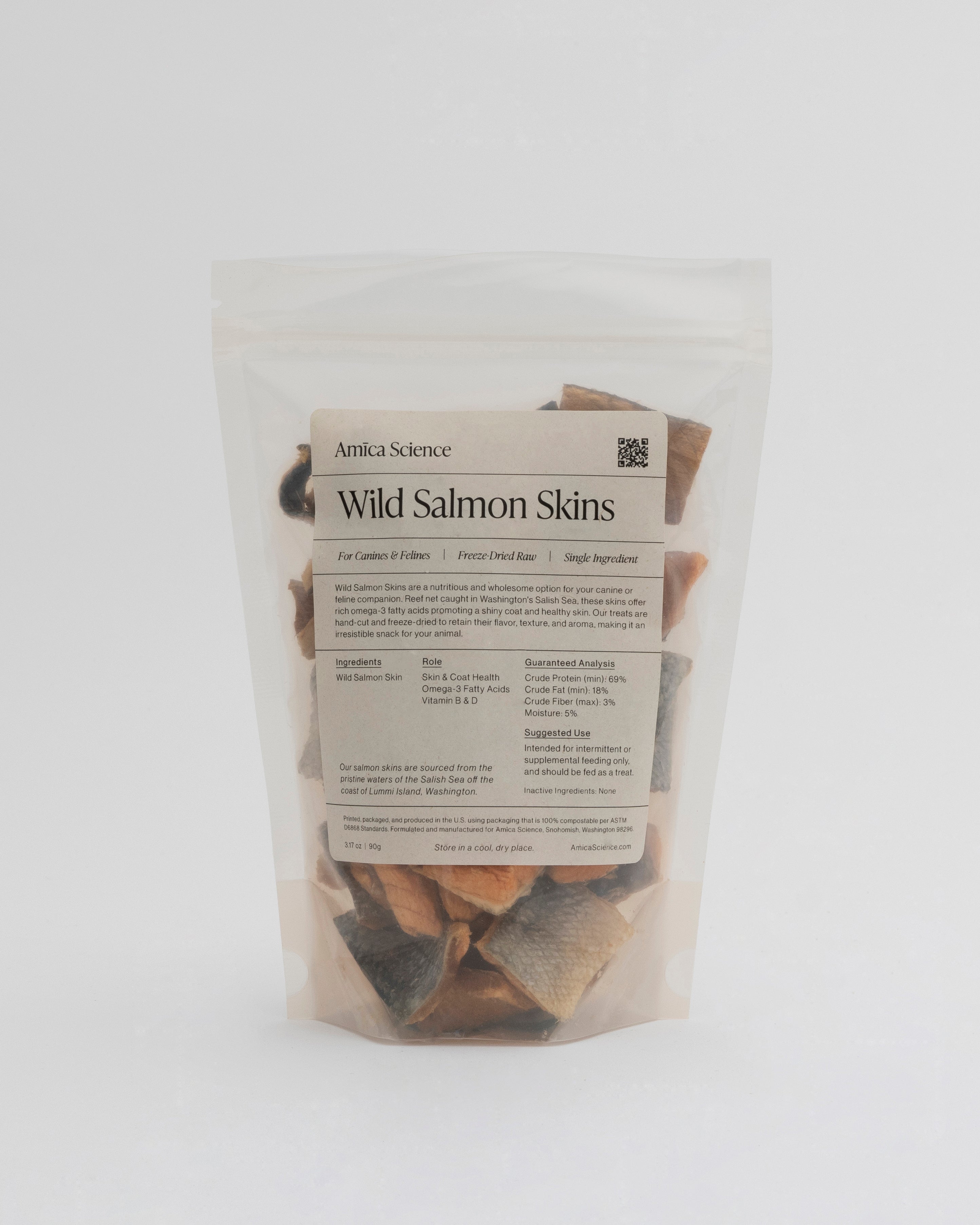 Amica Science | Freeze-Dried Raw Wild Salmon Skin Treats For Cats