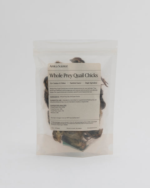 Amica Science Freeze-Dried Whole Prey Quail Chicks 4oz Back View for Dogs and Cats